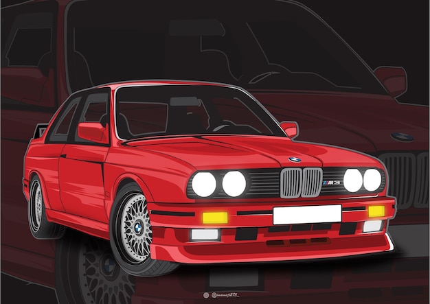 Vector bmw e30 m40 red