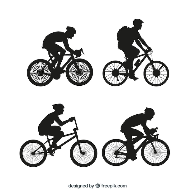 Bmx bicycle silhouettes vector set