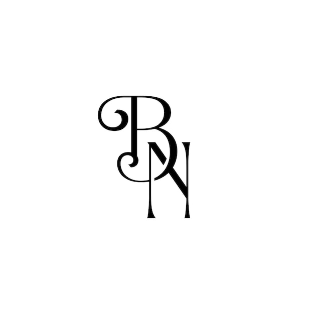 Vettore bn monogram logo design lettera testo nome simbolo logo monocromatico carattere alfabeto semplice logo