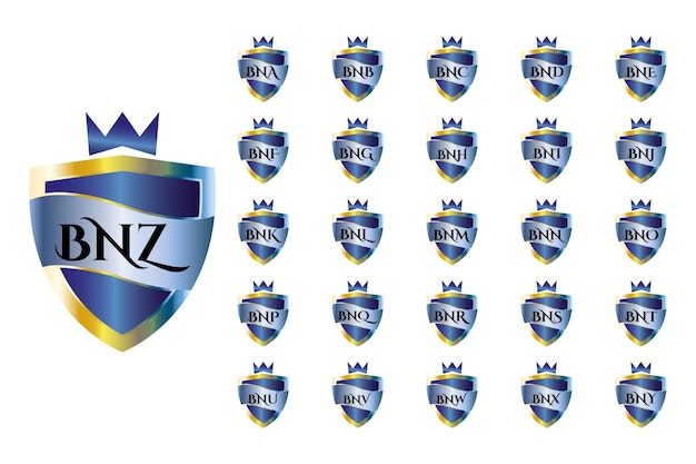 BNA to BNZ collection of shield logos with three capital letters