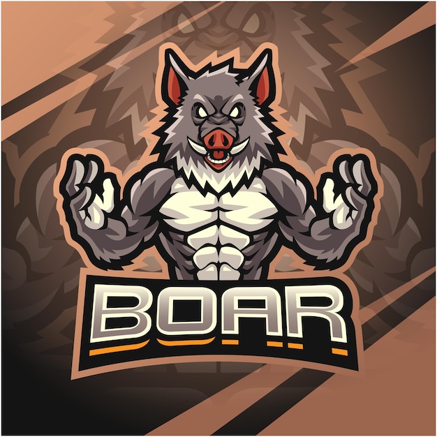 Boar fighter esport mascot logo design