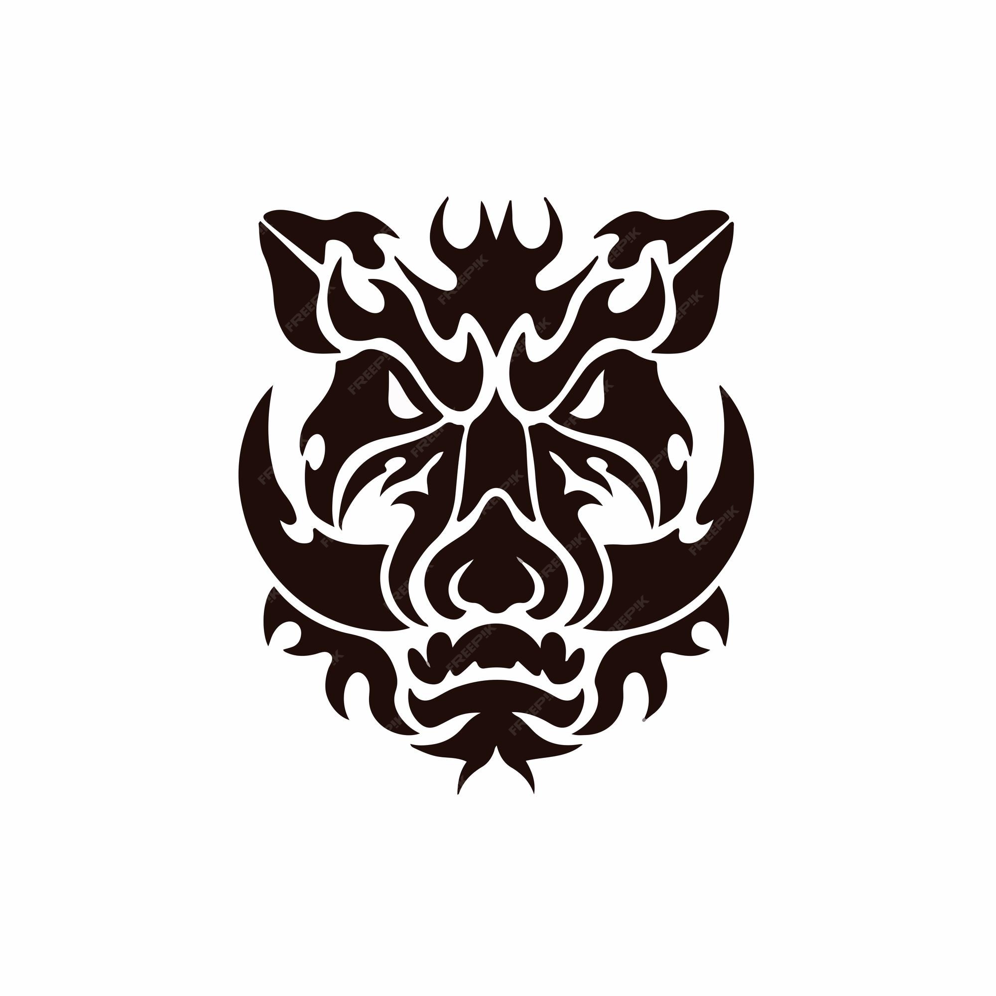 Premium Vector | Boar head symbol logo on white background animal tribal  stencil tattoo icon vector illustration