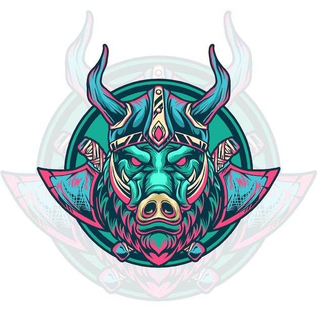 Vector boar viking illustration