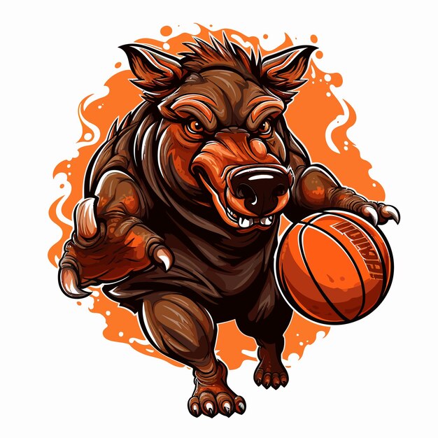 Boar Wild Hog Razorback Warthog Basketball Mascot