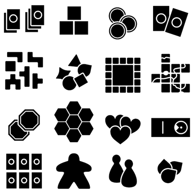 Board Game Icon Set of 16 for tabletop board games