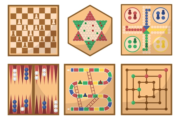 Raccolta di illustrazioni di giochi da tavolo