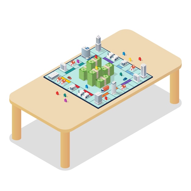ベクトル テーブル等角図でのボードゲーム