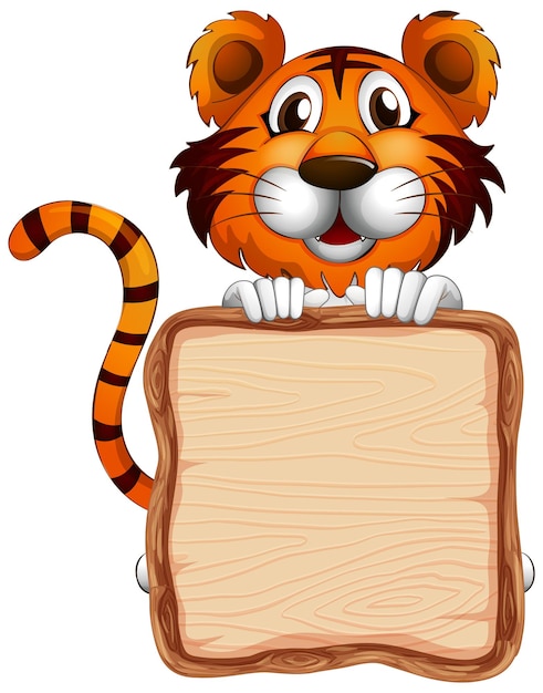 Board template with cute tiger on white background