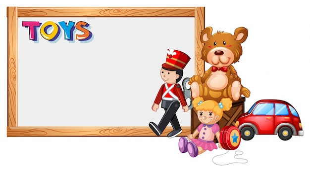 Board template with cute toys