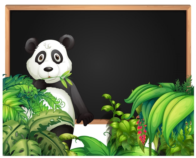 Board template with panda in the woods