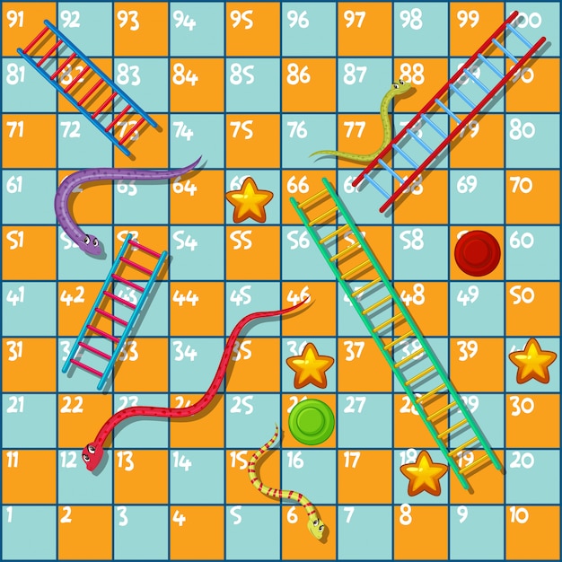 Boardgame template with snakes and ladder