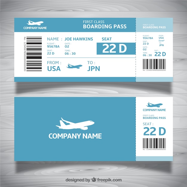 Vector boarding pass template in blue tones