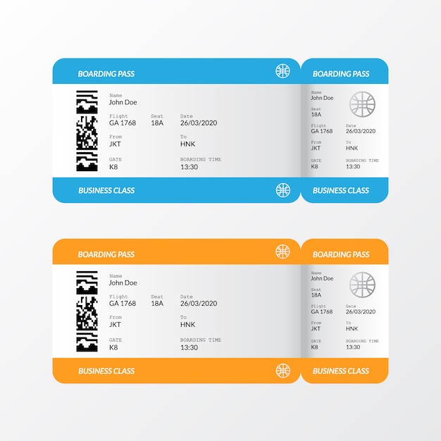 Boarding pass vliegtuig ticket lay-out sjabloon voor reizen, vakantie, vakantie.