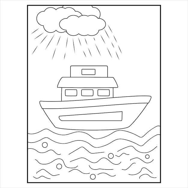 Vector boat coloring pages