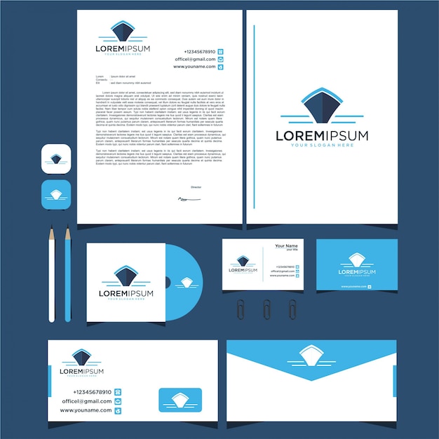 boat design logo template and stationery