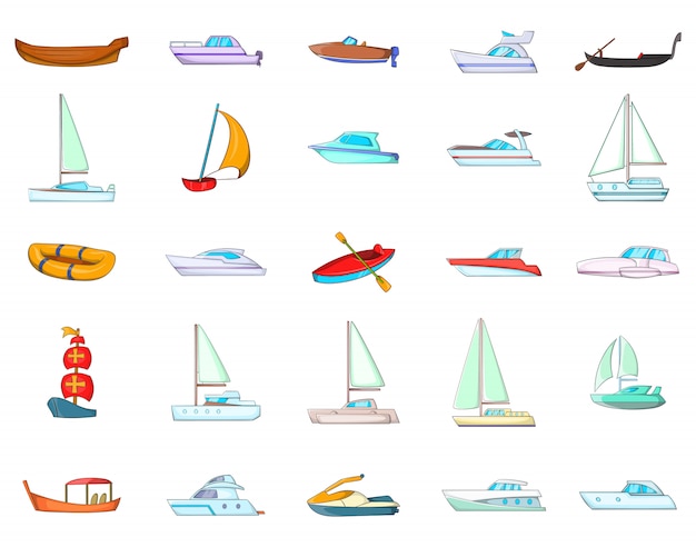 Boat element set. Cartoon set of boat vector elements