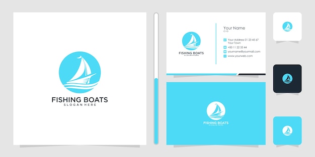 Boat fishing logo design and business card