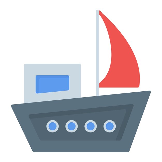 Vector boat flat illustration