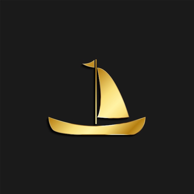 Boat icon gold icon Vector illustration of golden style on dark background