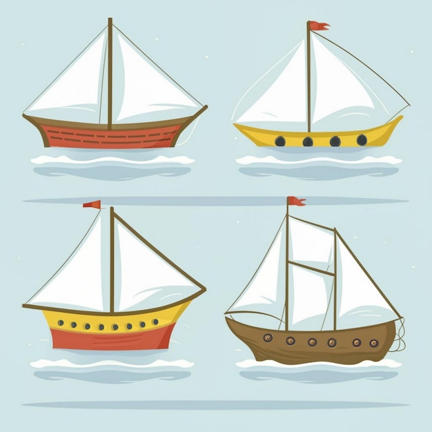 Boat illustration set