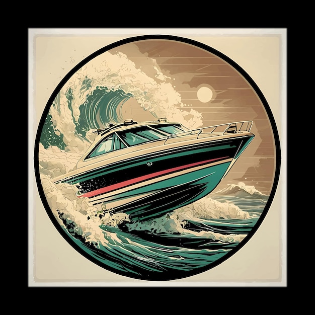 Vector boat illustration t shirt design