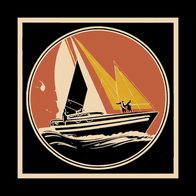 Vector boat illustration t shirt design