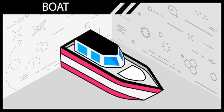 Vector boat isometric design icon vector web illustration 3d colorful concept