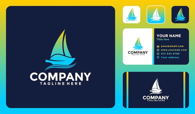 Вектор Логотип лодочного листа с дизайном визитной карточки