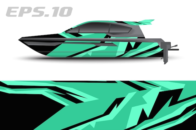 Векторная графика ливреи лодки. Абстрактный дизайн гоночного фона для автомобиля, мотоцикла и другого транспортного средства