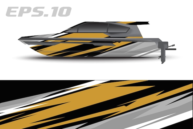 Boat livery vector graphics. Abstract racing background design for car, motorcycle and other vehicle