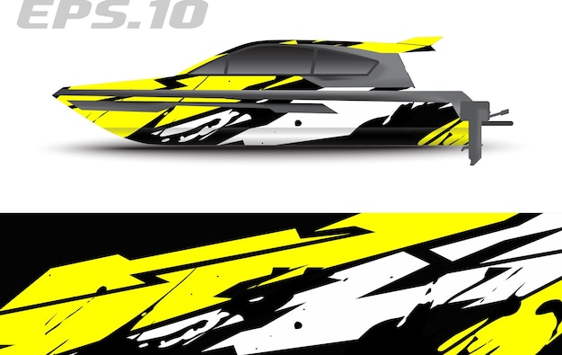 Boat livery vector graphics. Abstract racing background design for car, motorcycle and other vehicle