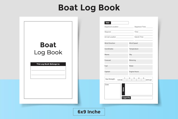 Vector boat log book templates