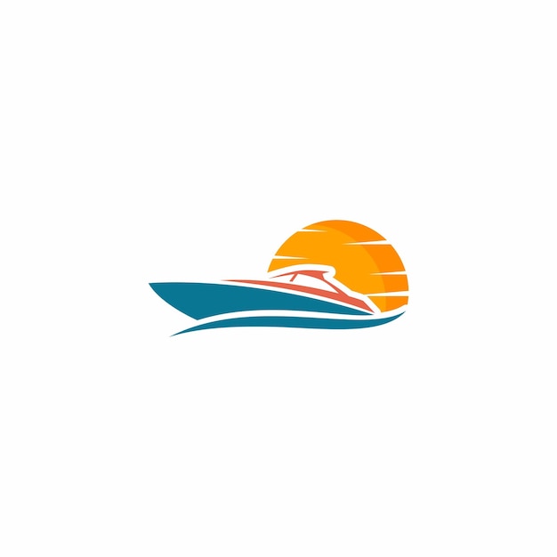 Boat logo with a boat on the top