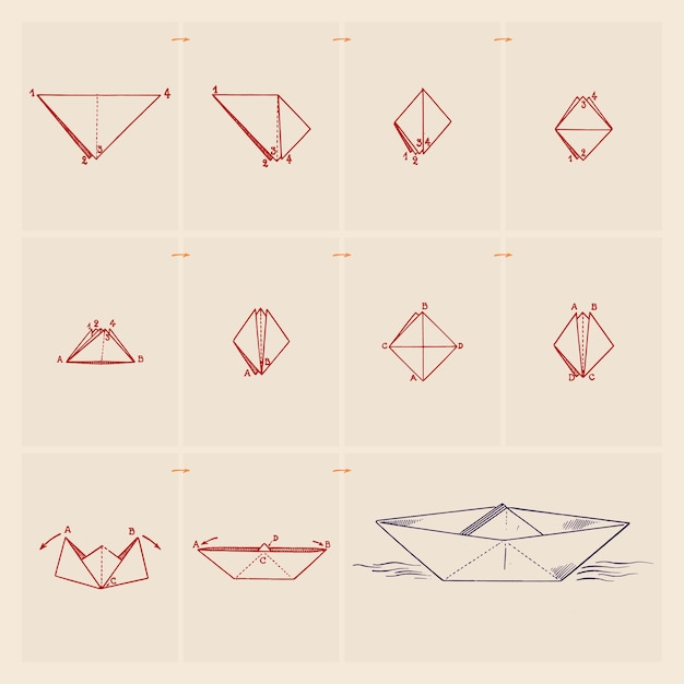 Boat paper craft vector illustrations