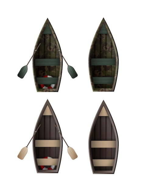 Vector boat for sailing in a realistic style. view from above. vector illustration.
