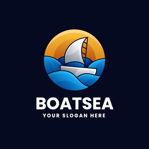 Boat sea logo vector badge illustration