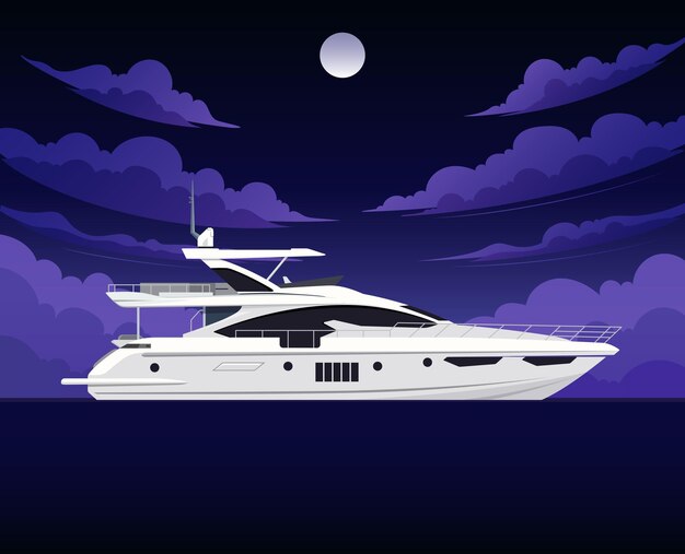 Vector boat sea yacht ship cruise water travel luxury ocean vessel nautical sailing vacation ferry