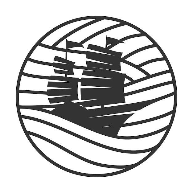 Barca nave yacht logo icona illustrazione identità del marchio