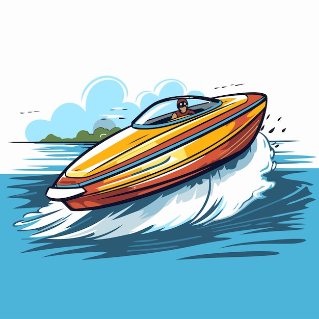 Boat on the water Vector illustration of a speedboat