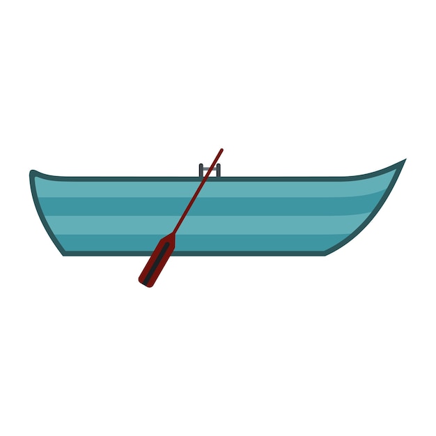 Vector boat with paddles icon in flat style isolated on white background