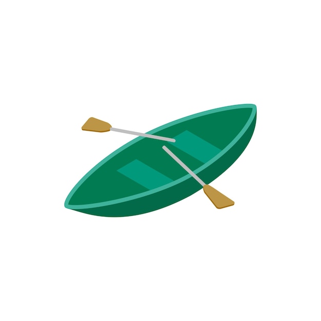 Vector boat with paddles isometric 3d icon on a white background