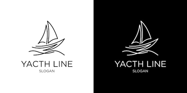 Vector boat with sea logo inspiration