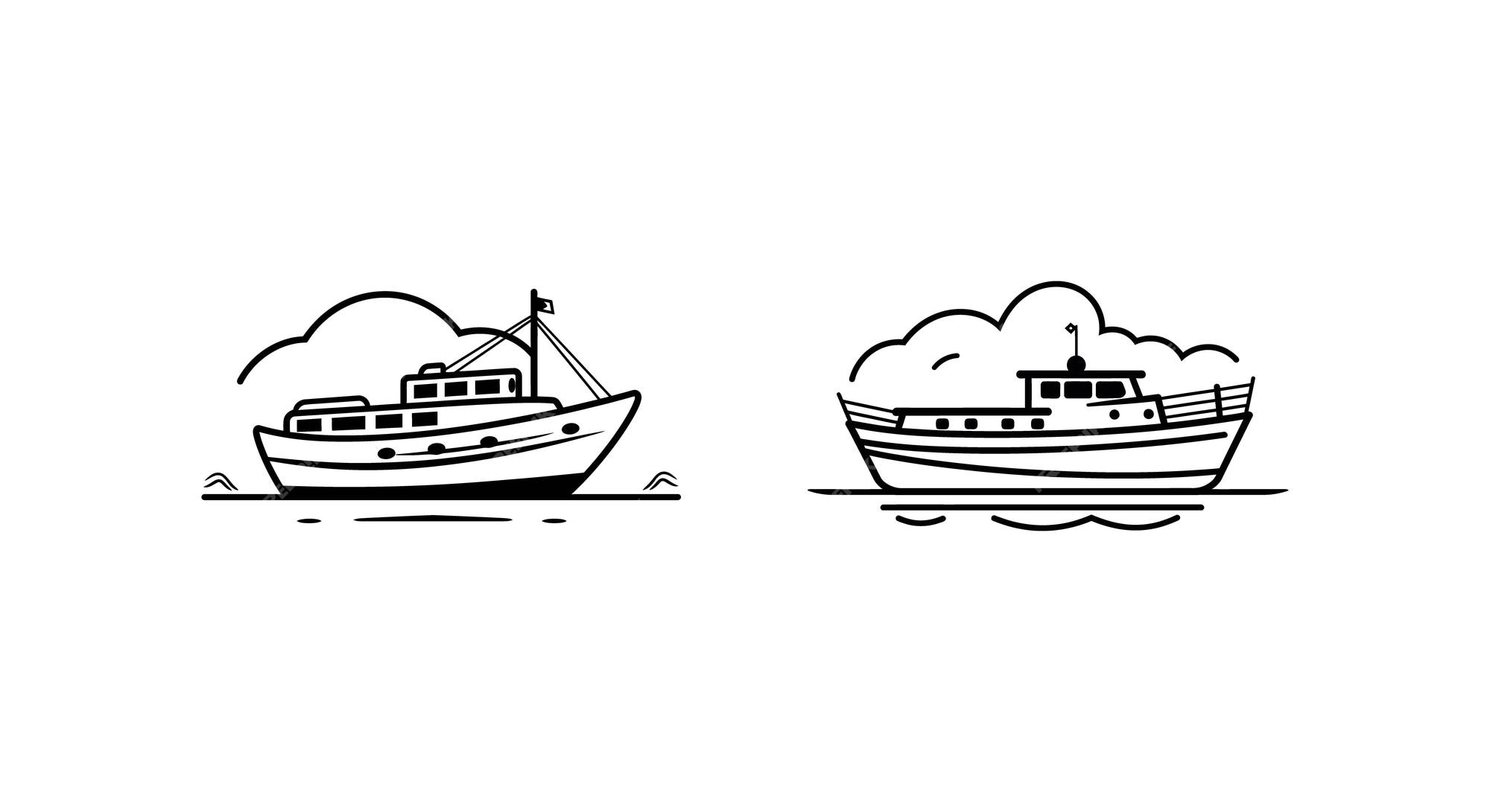 Premium Vector  Boating essentials ship and yacht line drawings