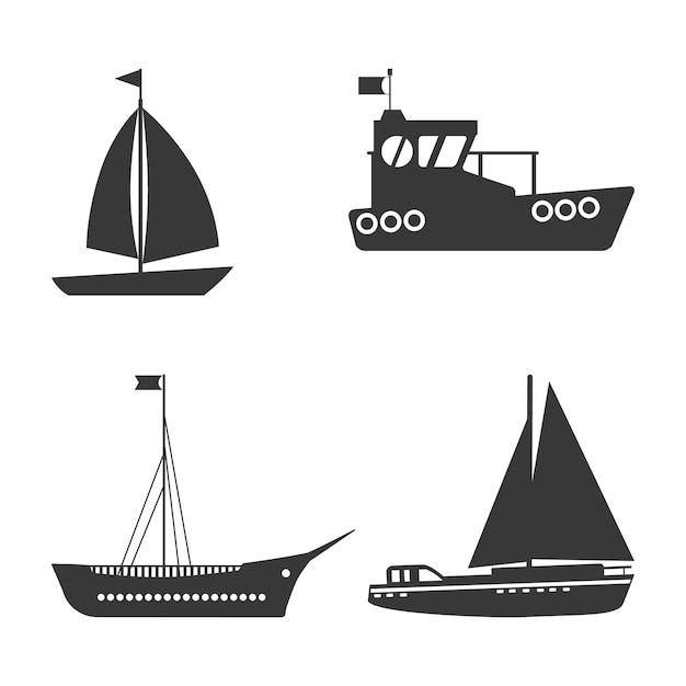 Vector boats and ships icons collection