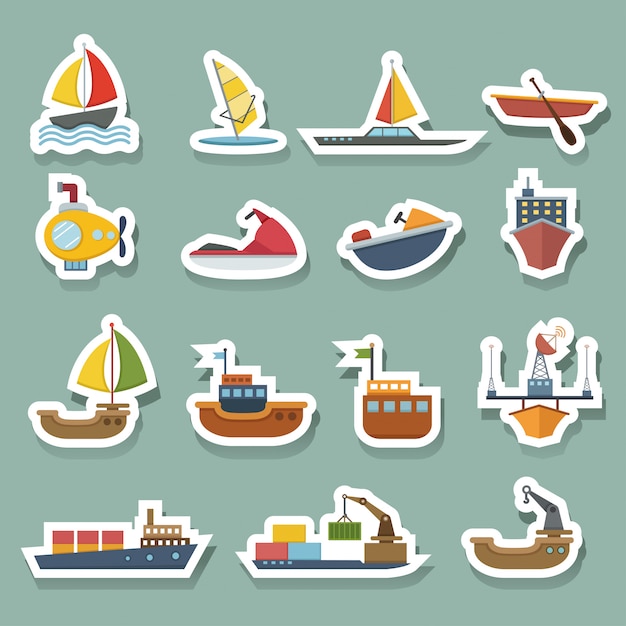 Boats and ships icons set