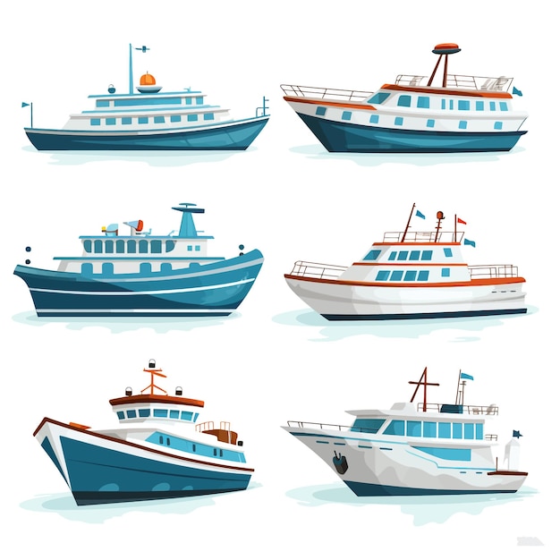 Boats and ships vector clipart white background