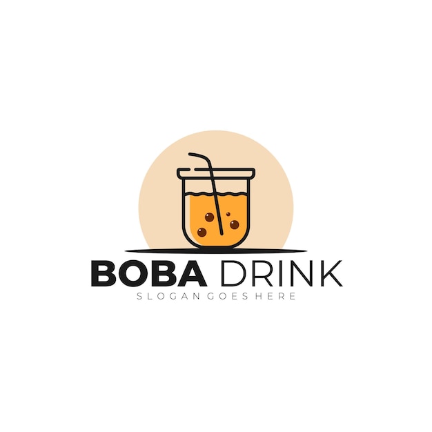 Boba drankje in minimalistische stijl logo sjabloon Vector Illustratie