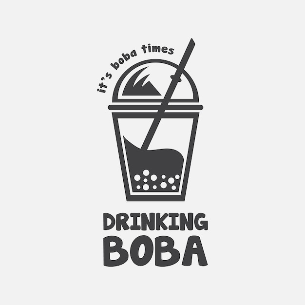 보바 음료 로고 디자인 벡터 그림