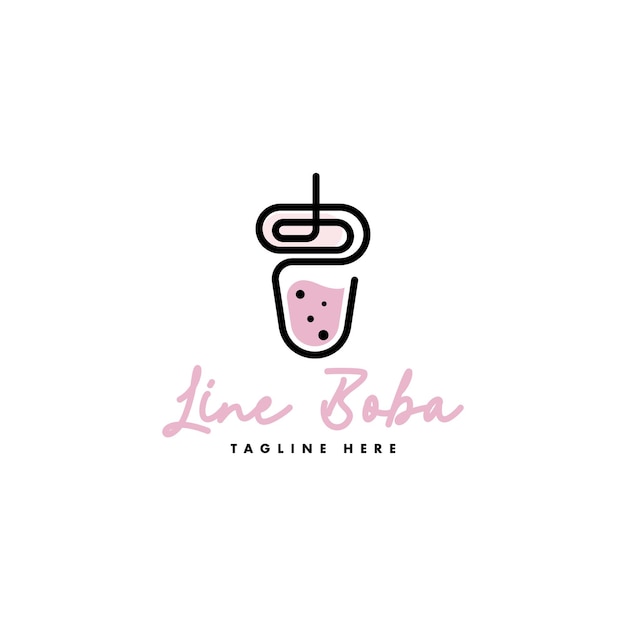 Vector boba drink logo template vector