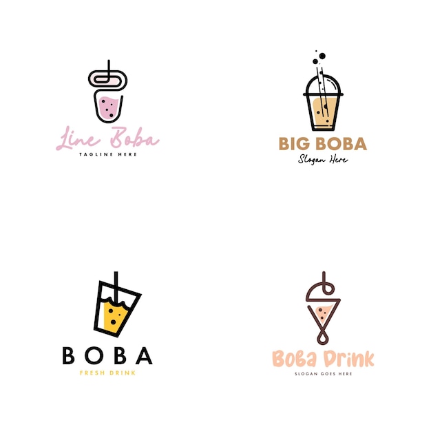 Vector boba drink logo template vector